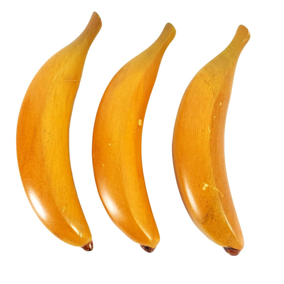 Vintage Lot (3) Faux Dark Yellow Bananas Fake Artificial Home Decor Props Fruit - Picture 1 of 6